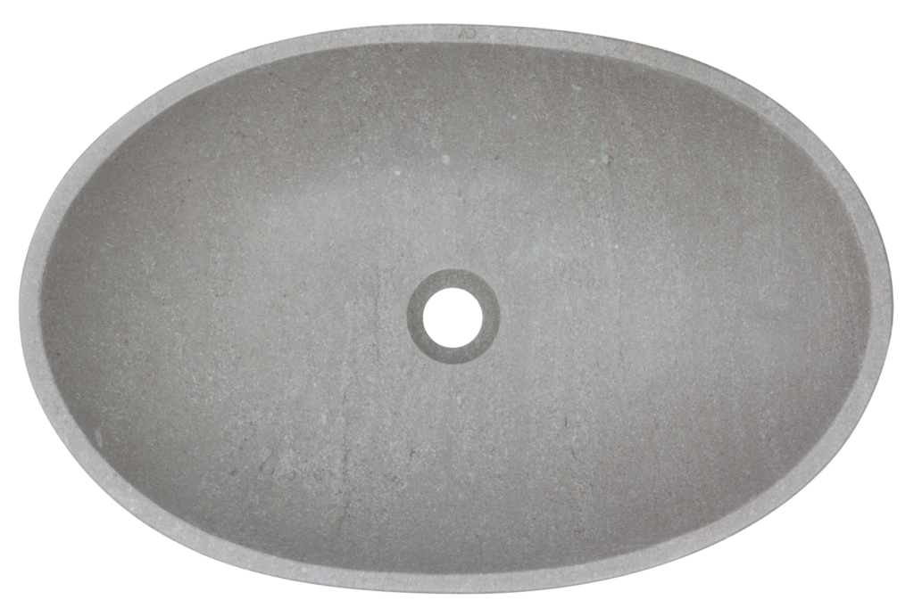 kamienna umywalka z szarego marmuru, umywalka o ergonomicznym kształcie z kamienia naturalnego