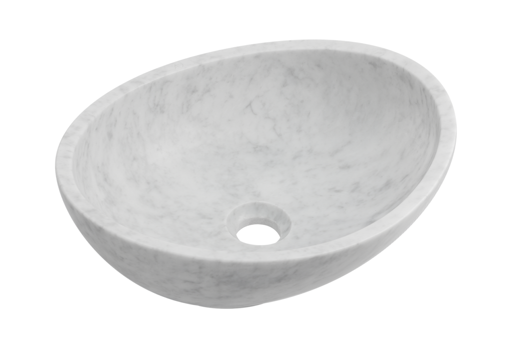 biała umywalka z marmuru, nablatowa umywalka nowoczesna z kamienia naturalnego