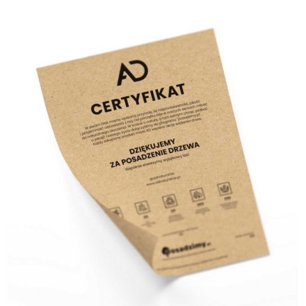 certyfikat z papieru ekologicznego, certyfikat sadzenia drzew